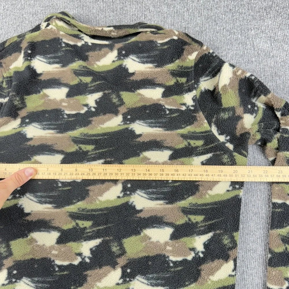 WeSC Pullover Sweater Mens Small Camo Fleece Half Zip Pocket Green Brown Outdoor